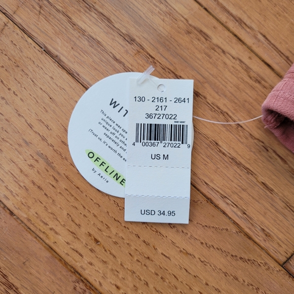 NWT Aerie Offline OG Groove Crop Tee Ribbed Neutral Size M - Picture 4 of 11